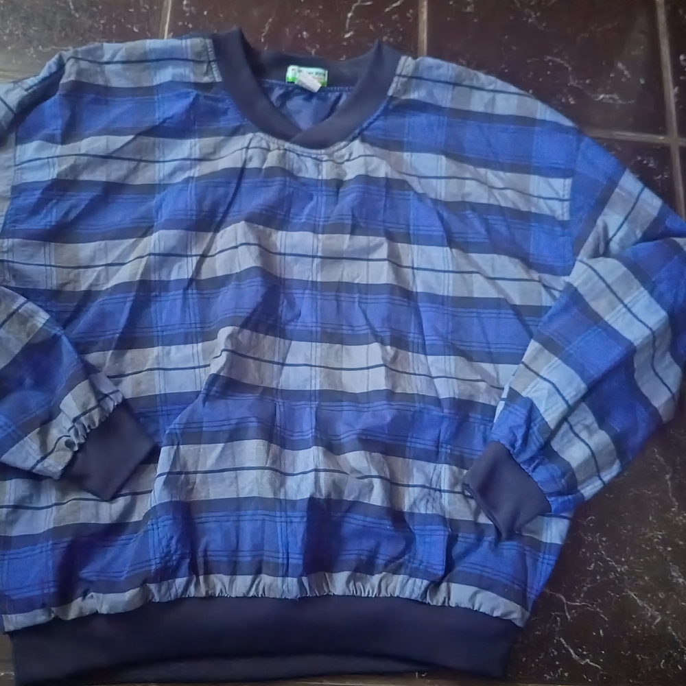 Vtg Winner Mate Golf Collection Blue and Gray Plaid Men's Windbreaker Pullover L
